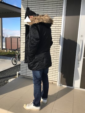 「HYSTERIC GLAMOUR（ヒステリックグラマー）のアイテム（ナイロンジャケット）」を使った、トコロさん（メンズ・174cm）の冬コーディネート