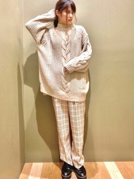 「ケーブルニット」｜「アイテム（その他シューズ）」を使った、mocho❤︎❤︎さん（レディース・156cm）の冬コーディネート