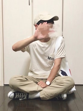 「Hanes」｜「アイテム（キャップ）」を使った、みな帆さん（メンズ・168cm）の夏コーディネート