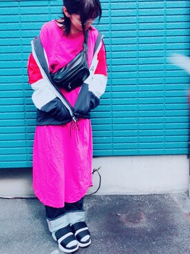 「MOUSSY（マウジー）のGBL MV WIDE STRAIGHT（デニムパンツ、ブルー系）」を使った、yu-tan☻さん（レディース・154cm）の秋コーディネート