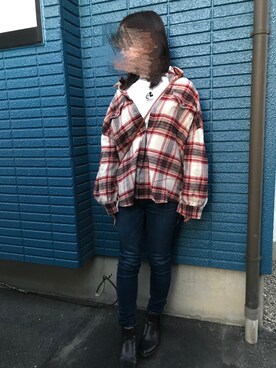 「LOWRYS FARM（ローリーズファーム）の１７ＦＷサイドゴアブーツ　770095（ブーツ、ブラウン系）」を使った、yu-tan☻さん（レディース・154cm）の秋コーディネート