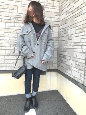 「LOWRYS FARM（ローリーズファーム）の１７ＦＷサイドゴアブーツ　770095（ブーツ、ブラウン系）」を使った、yu-tan☻さん（レディース・154cm）の秋コーディネート