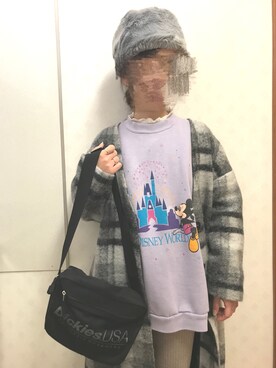 「Dickies（ディッキーズ）の【Dickies】ディッキーズ ミニショルダーバッグ（ショルダーバッグ、ブラック系）」を使った、yu-tan☻さん（レディース・154cm）の冬コーディネート