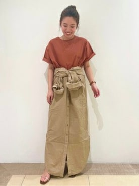 「マキシスカート」｜「アイテム（シャツワンピース）」を使った、yuukaさん（レディース・154cm）の春コーディネート