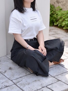 「ADAM ET ROPE'（アダムエロペ）のアイテム（Tシャツ/カットソー、ホワイト系）」を使った、n o ë lさん（レディース・148cm）の春コーディネート