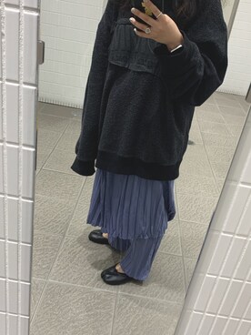 「MM6 Maison Margiela（ｴﾑｴﾑｼｯｸｽ ﾒｿﾞﾝ ﾏﾙｼﾞｪﾗ）のMM6 Maison Margiela プリントトップス（スウェット、ブラック系）」を使った、n o ë lさん（レディース・148cm）の春コーディネート