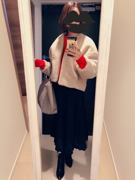 「ボア」｜「アイテム（ブーティ）」を使った、mamemameさん（レディース・162cm）の冬コーディネート