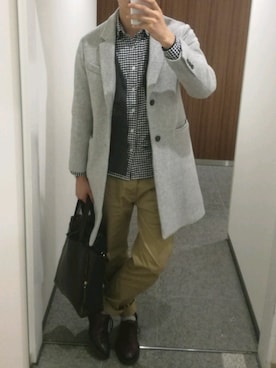「JOURNAL STANDARD relume（ジャーナルスタンダード　レリューム）のアイテム（チェスターコート）」を使った、tam さん（メンズ・177cm）の春コーディネート