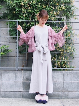 「merry jenny（メリージェニー）のアイテム（オールインワン・サロペット）」を使った、merry jenny 吉河唯さん（レディース・159cm）の夏コーディネート
