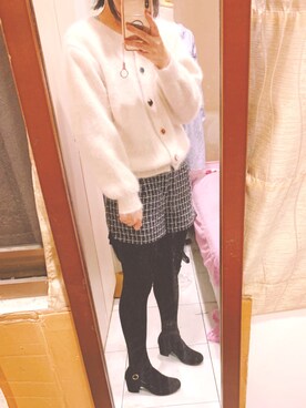 「made in Koreaのアイテム（ニット/セーター、ベージュ系）」を使った、アンナさん（レディース・162cm）の冬コーディネート