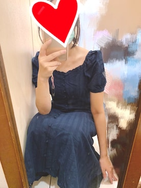 「MAJESTIC LEGON（マジェスティックレゴン）の刺繍スクエアロングワンピ（ワンピース、ブルー系）」を使った、アンナさん（レディース・162cm）の秋コーディネート