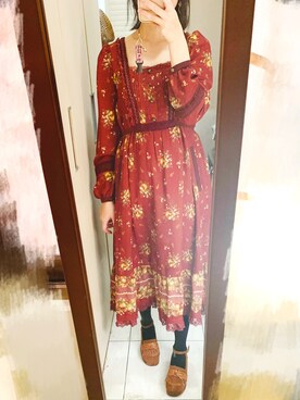 「axes femme（アクシーズファム）のアイテム（ワンピース/ドレス、レッド系）」を使った、アンナさん（レディース・162cm）の冬コーディネート