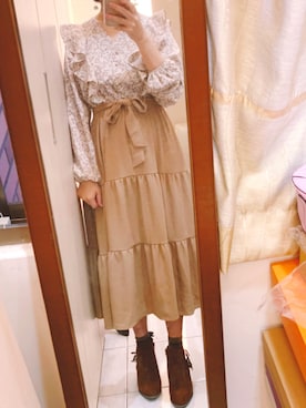 「made in Koreaのアイテム（ワンピース/ドレス、その他）」を使った、アンナさん（レディース・162cm）の冬コーディネート