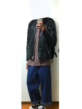 「AZUL by moussy（アズールバイマウジー）のアイテム（ブルゾン）」を使った、poringさん（メンズ・170cm）の春コーディネート