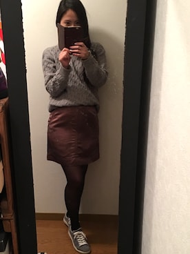 「MARC JACOBS（マークジェイコブス）のアイテム（スカート）」を使った、Renaさん（レディース・157cm）の冬コーディネート
