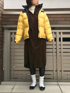 「THE NORTH FACE」｜「アイテム（シャツワンピース）」を使った、あyaさん（レディース・163cm）の冬コーディネート