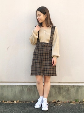 「サスベンダー」｜えぐっちょさん（レディース・157cm）の冬コーディネート