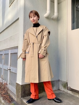 「Kastane（カスタネ）のアイテム（トレンチコート）」を使った、えぐっちょさん（レディース・157cm）の冬コーディネート