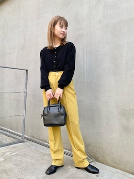 「イエロー」｜えぐっちょさん（レディース・157cm）の冬コーディネート