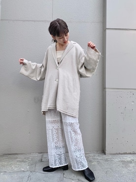 「レースパンツ」｜「アイテム（その他アウター）」を使った、えぐっちょさん（レディース・157cm）の春コーディネート