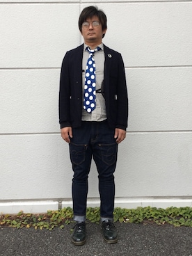 「アイテム（ドレスシューズ、グリーン系）」を使った、1066さん（メンズ・171cm）の秋コーディネート