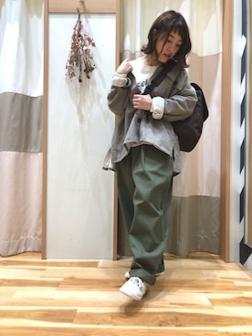 「アイテム（チノパンツ）」を使った、yumina🌳さん（レディース・152cm）の秋コーディネート