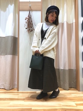 「Samansa Mos2 blue（サマンサモスモスブルー）のアイテム（ハンチング/ベレー帽）」を使った、yumina🌳さん（レディース・152cm）の秋コーディネート