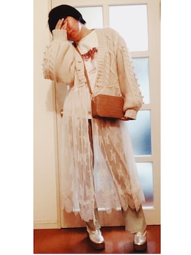 「シルバーシューズ」｜「アイテム（スウェット）」を使った、芽生：𝙼 𝚎 𝚒さん（レディース・162cm）の冬コーディネート