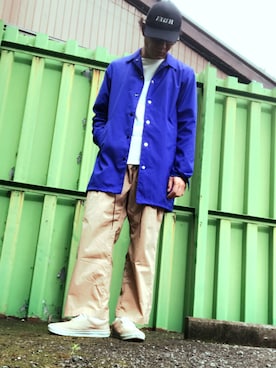 「ブルー」｜「アイテム（その他アウター）」を使った、ryokiyotaさん（メンズ・175cm）の春コーディネート