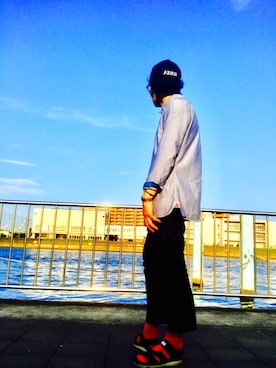 「サンダルに靴下」｜「アイテム（キャップ）」を使った、ryokiyotaさん（メンズ・175cm）の夏コーディネート