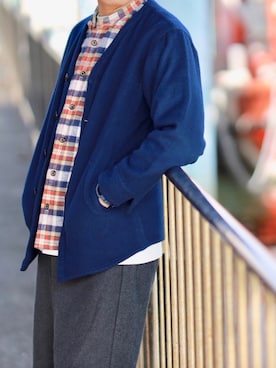 「アイテム（ノーカラージャケット）」を使った、ryokiyotaさん（メンズ・175cm）の冬コーディネート