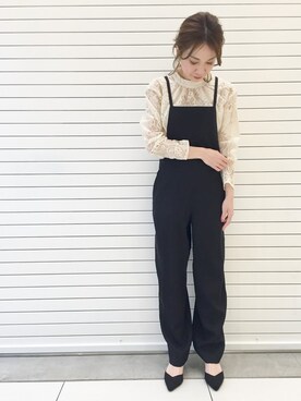 「アパートバイローリーズ」｜「アイテム（オールインワン・サロペット）」を使った、ゆいぴさん（レディース・154cm）の春コーディネート