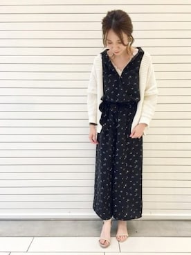 「アパートバイローリーズ」｜「アイテム（オールインワン・サロペット）」を使った、ゆいぴさん（レディース・154cm）の春コーディネート