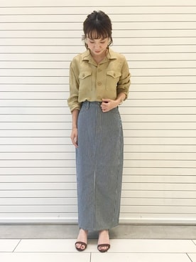 「アパートバイローリーズ」｜「アイテム（ミリタリージャケット）」を使った、ゆいぴさん（レディース・154cm）の夏コーディネート
