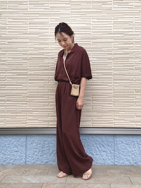 「アパートバイローリーズ」｜「アイテム（オールインワン・サロペット）」を使った、ゆいぴさん（レディース・153cm）の夏コーディネート