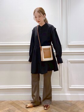 「ぺプラムトップス」｜「アイテム（バレエシューズ）」を使った、ゆいぴさん（レディース・153cm）の冬コーディネート