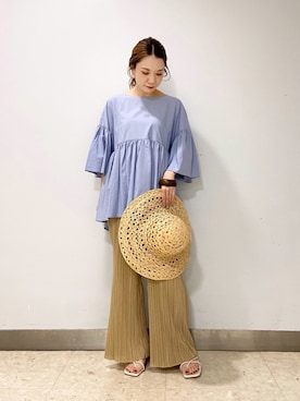 「アパートバイローリーズ」｜「アイテム（帽子）」を使った、ゆいぴさん（レディース・153cm）の春コーディネート