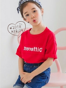 「kid-keiのアイテム（デニムパンツ、ブルー系）」を使った、kid-keiさん（キッズ）の春コーディネート