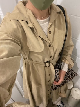 「ジャージーパンツ」｜「アイテム（トレンチコート）」を使った、かえる🐸さん（レディース・165cm）の春コーディネート