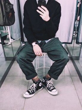 「H&M（エイチ・アンド・エム）のアイテム（パーカー）」を使った、Chane_Wangさん（メンズ・171cm）の春コーディネート