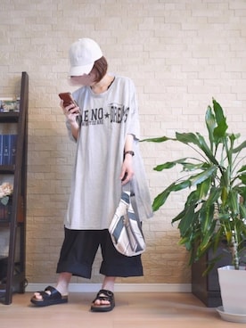 「ゆったりシルエット」｜「アイテム（キャップ）」を使った、Milky*さん（レディース・160cm）の春コーディネート