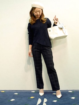 「INFIELDER DESIGN（インフィールダーデザイン）のアイテム（ハンチング/ベレー帽）」を使った、ayu_____u.さん（レディース・164cm）の冬コーディネート