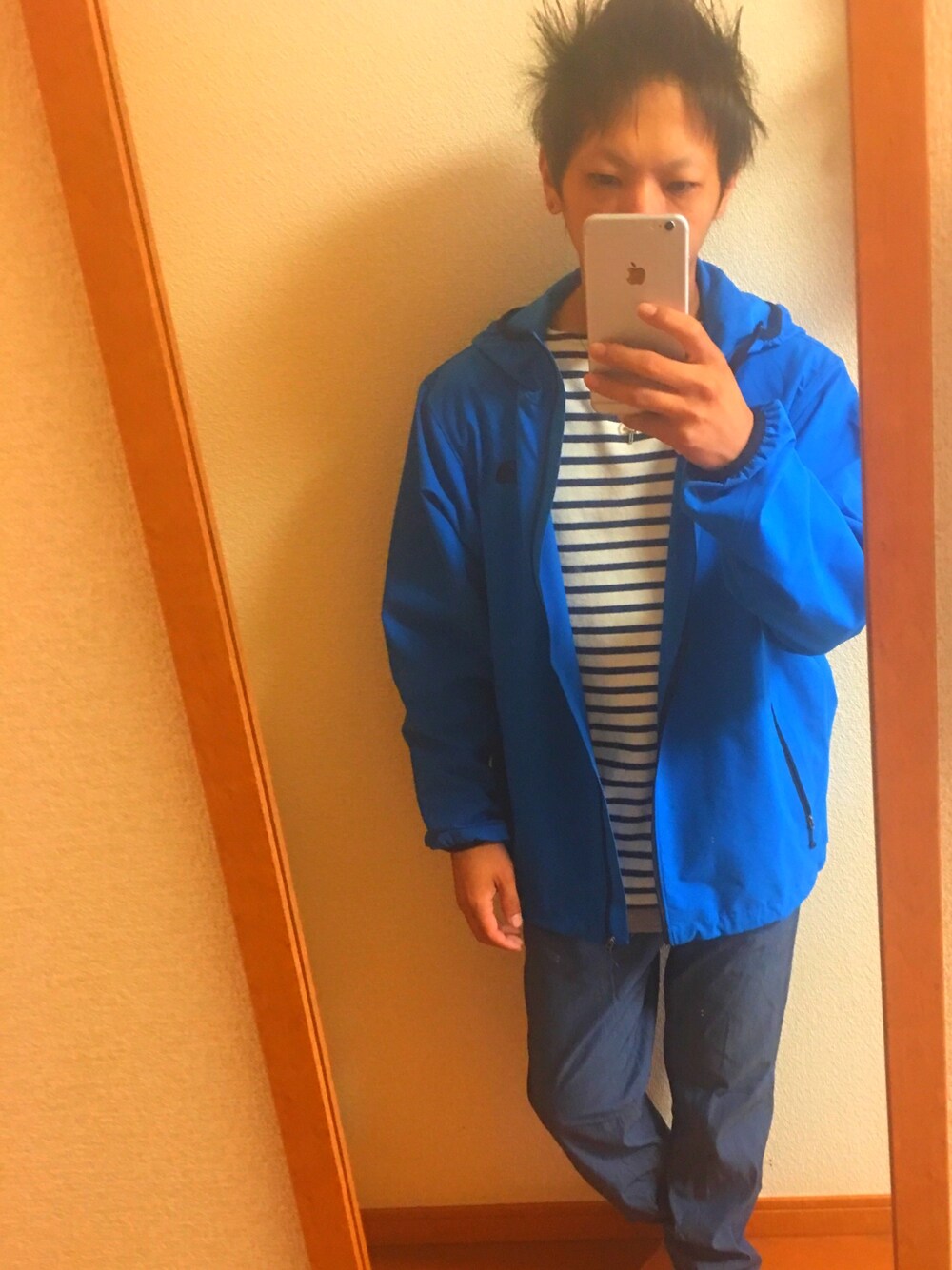 「ノースフェイス、グローバルワーク(GLOBAL WORK)、セントジェームス、ビューティ&ユース ユナイテッドアローズ(BEAUTY&YOUTH UNITED ARROWS)、お洒落さんとつながりたい、カジュアル」｜「BEAUTY&YOUTH UNITED ARROWSのアイテム（その他パンツ、ブルー系）」を使った、たつたろ【相互フォロー】さん（メンズ・160cm）の夏コーディネートの1枚目の写真