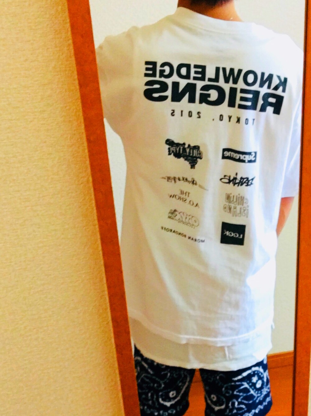 「ベアフットドリームス、ロンハーマン、センスオブプレイス、know wave、夏、おしゃれさんと繋がりたい、ストリート」｜「RonHerman VINTAGEのアイテム（その他パンツ、ブルー系）」を使った、たつたろ【相互フォロー】さん（メンズ・160cm）の夏コーディネートの1枚目の写真