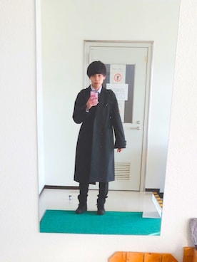 「GUコーデ」｜「アイテム（チェスターコート）」を使った、ibさん（メンズ・167cm）の冬コーディネート