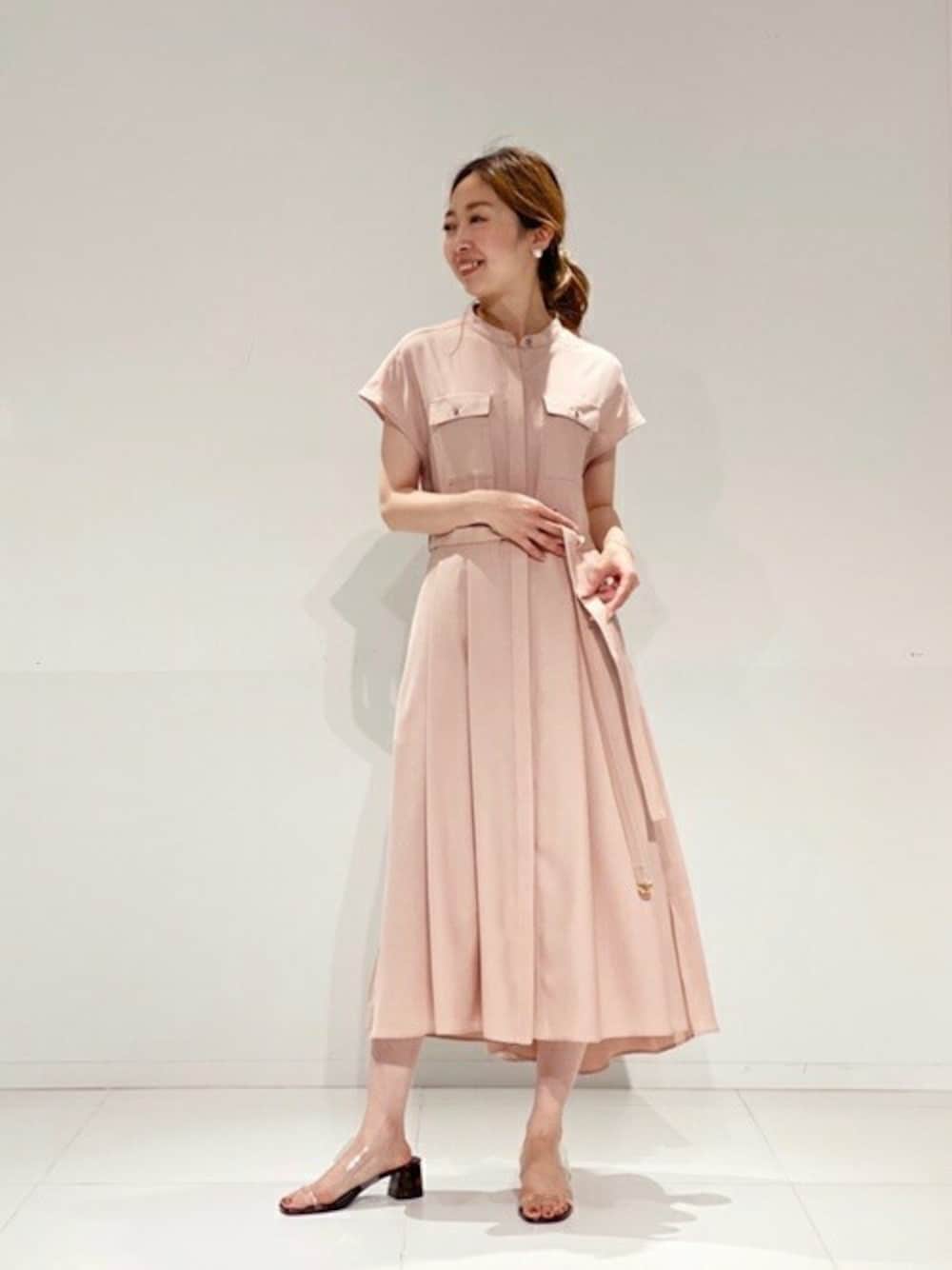 未使用級　Noble ノーブル シャツイレヘム フレアワンピース ベルト付 美品✨Noble ノーブル シャツイレヘム フレアワンピース ベルト