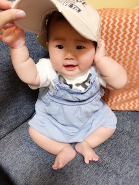 「生後6ヶ月」｜「アイテム（オールインワン・サロペット）」を使った、Hinatan◡̈✧さん（キッズ・70cm）の夏コーディネート