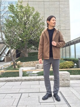 「フードコート」｜「アイテム（その他シューズ）」を使った、masachikaさん（メンズ・180cm）の冬コーディネート