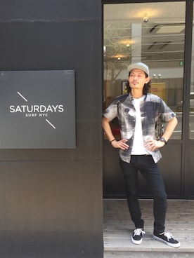 「Saturdays NYC（サタデーズ ニューヨークシティ ）のアイテム（キャップ）」を使った、masachikaさん（メンズ・180cm）の春コーディネート