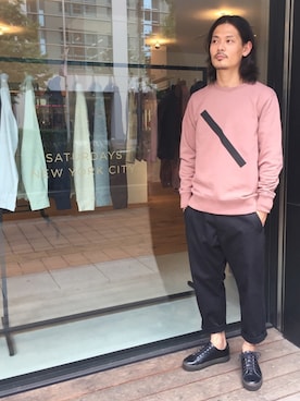 「Saturdays NYC（サタデーズ ニューヨークシティ ）のアイテム（スウェット）」を使った、masachikaさん（メンズ・180cm）の秋コーディネート
